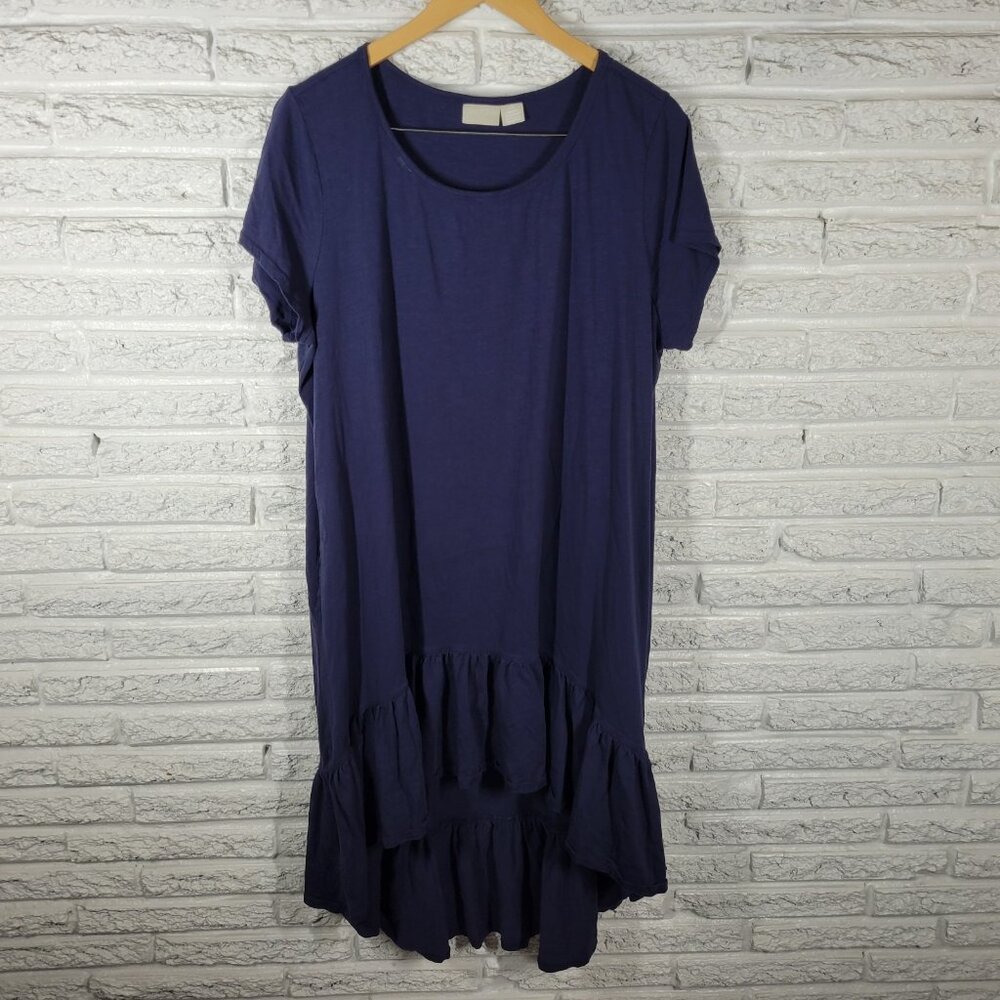 Zim Zoe Womens Dress Plus Size 20 Blue Cotton Ruffle High Low Pullover BLU195E